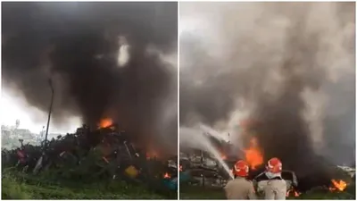 massive fire breaks out at wazirabad police station malkhana  over hundred vehicles destroyed  watch