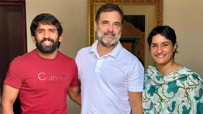 haryana assembly elections 2024  wrestlers vinesh phogat  bajrang punia to join congress today