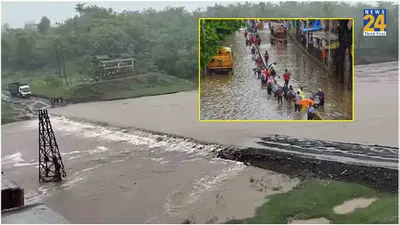 heavy rain alert in mumbai  palghar bridge submerged  train services affected