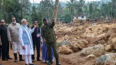 pm modi assesses wayanad landslide damage amid opposition push for ‘national disaster’ declaration