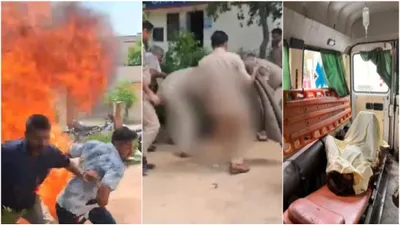 aligarh  son burns his mother alive in police station premises  makes her video
