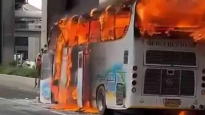 tragic  school bus catches fire in bangkok  25 children feared dead