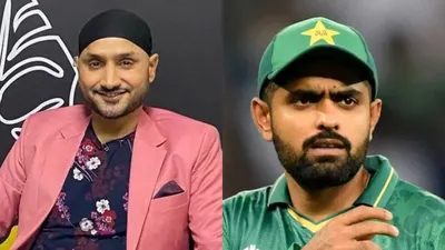 watch  harbhajan singh breaks into laughter on babar azam getting compared to brian lara