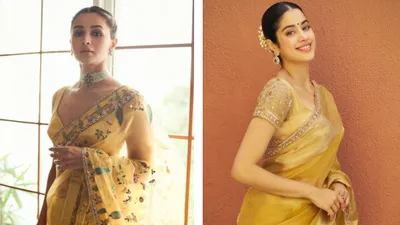 sharad navratri 2024 day 1  alia bhatt to janhvi kapoor  take yellow traditional outfit inspo from bollywood divas