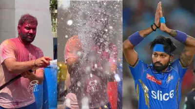 watch   ipl 2024  rohit sharma celebrates holi with mi teammates  hardik pandya missing 