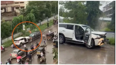 tata safari crashes into fortuner in mumbai  5 injured   watch viral video