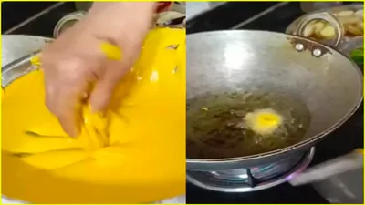  ye karna zaroori tha   netizens go angry over woman making kaju katli pakoda   watch