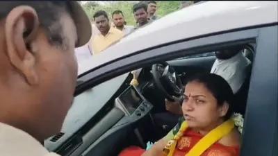 andhra pradesh minister s wife berates police officer for making her wait  asks  who pays you salary  