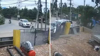 security guard thrown into air after being hit by speeding car  dies on spot   watch horrifying video