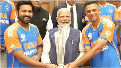 rohit sharma and team india meet pm modi after t20 world cup win