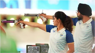 paris olympics 2024  manu bhaker sarabjot singh win bronze in 10m air pistol mixed team