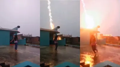 girl s rain dance interrupted by near miss lightning  watch the shocking moment