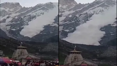 massive avalanche near kedarnath shrine at gandhi sarovar  watch