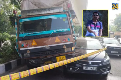 watch video  delhi cop dies after his car gets rammed by truck