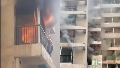 big news  major fire erupts in gaur city 2  several residents trapped