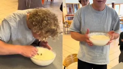 watch  man sets world record by eating 1 014 grams of oatmeal in 60 seconds