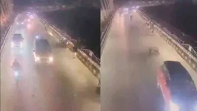 spine chilling visuals   speeding car rams youth clicking selfie with friend in hyderabad