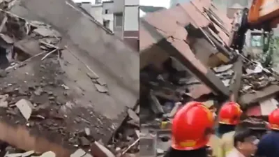 building collapses in navi mumbai  people trapped  ndrf runs to rescue  watch