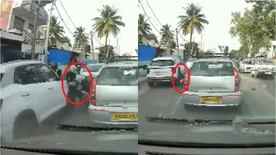 bengaluru  suv car goes crazy  almost topples 4 bikers   watch