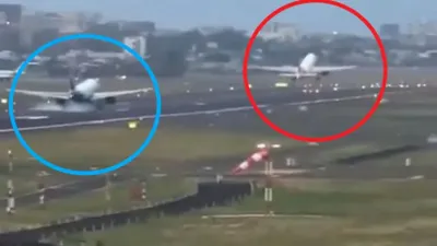 mumbai airport video captures alarming moment between air india  indigo planes  watch