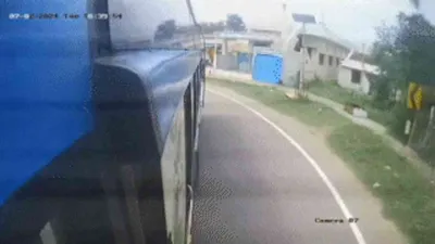 caught on cctv  woman thrown off bus  rolls on road during sharp turn in tamil nadu