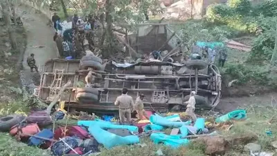 three jawans killed as bus plunges into gorge in jammu and kashmir s budgam