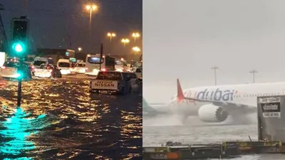 watch  dubai flooded as the city hit by year s rainfall in a day  flights diverted