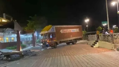 denied food  drunk driver crashes truck into pune hotel in rage   watch video