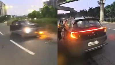 gurugram  biker killed after being hit by suv coming from wrong side  tragic accident caught on cam