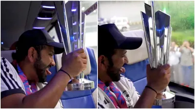 watch  rohit sharma s unfiltered joy as he returns with t20 world cup trophy