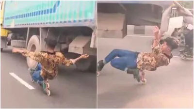 watch  bangladesh teens risk their lives with reckless stunt behind moving truck  draw criticism