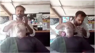 video  up barber uses spit to massage customer s face  now absconding