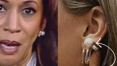 wild conspiracy theories claim kamala harris  jewellery was a secret earpiece after trump debate