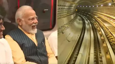 pm modi inaugurates india s first underwater metro in kolkata