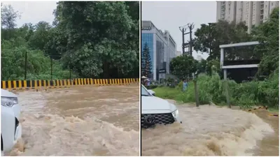 river or sea view  apartment in gurgaon flooded after just 30 minutes of rain