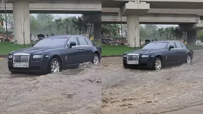 rolls royce ghosted  luxury car stranded on flooded delhi road ignites viral critique