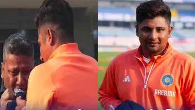 ind vs eng  father breaks down into tears as sarfaraz khan gets test cap   video of the day