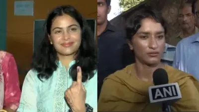 haryana assembly elections  olympians manu bhaker and vinesh phogat cast their votes  urge larger voter turnout