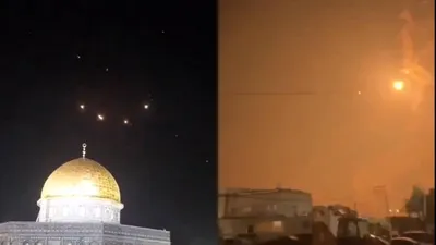 watch  israel s iron dome intercepting swarm of iranian missiles