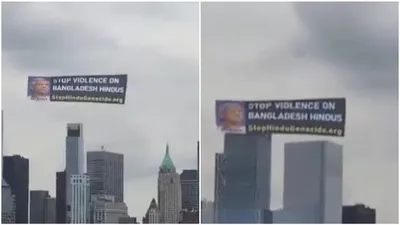  stop violence on bangladesh hindus    banner spotted over new york s iconic hudson river and statue of liberty