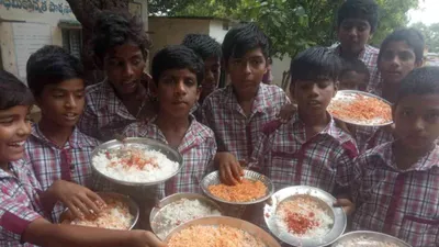 telangana school faces backlash for serving rice with chilli powder in mid day meals