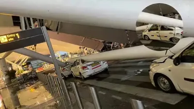 delhi igi airport accident  part of terminal 1 roof collapses  many injured  one dead  more than 25 flights cancelled