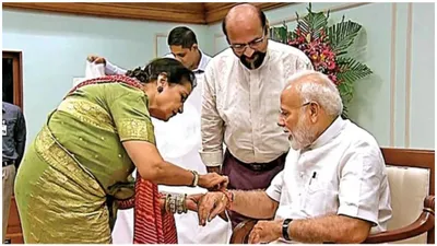 pakistani woman ties rakhi to pm modi for 30th time  celebrates raksha bandhan in new delhi