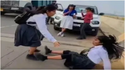 watch  schoolgirls attempt risky road stunt with shocking outcome  video goes viral