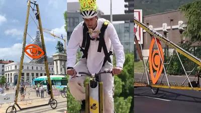 french duo sets guinness world record with  starbike   world s tallest rideable bicycle