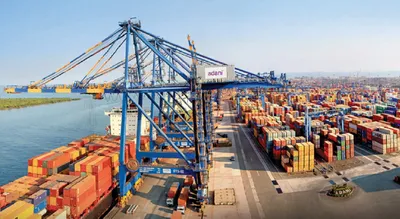 adani s mundra port sets new record with arrival of largest container ship in india