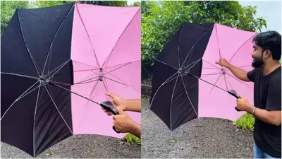 man creates unique  couple umbrella  for partners  watch the viral video