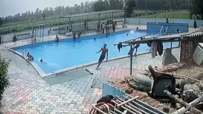 tragic cctv footage  15 year old boy dies shortly after leaving swimming pool in up