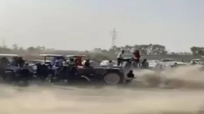 illegal tractor race in punjab leaves 4 injured after collision with bystanders   watch