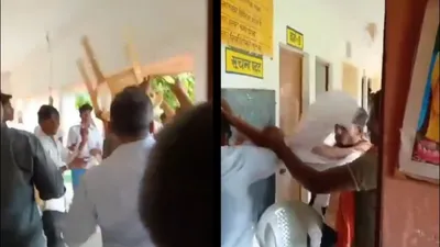 bihar students throw chair  assault teacher after he scolds them  video